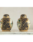 Pair of Blue and Gold Lidded Porcelain Urns with Equestrian Hunt Scene-15. Asian & Chinese Furniture, Art, Antiques, Vintage Home Décor for sale at FEA Home