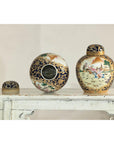Pair of Blue and Gold Lidded Porcelain Urns with Equestrian Hunt Scene-18. Asian & Chinese Furniture, Art, Antiques, Vintage Home Décor for sale at FEA Home