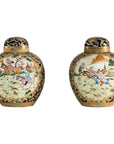 Pair of Blue and Gold Lidded Porcelain Urns with Equestrian Hunt Scene-1. Asian & Chinese Furniture, Art, Antiques, Vintage Home Décor for sale at FEA Home
