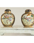 Pair of Blue and Gold Lidded Porcelain Urns with Equestrian Hunt Scene-3. Asian & Chinese Furniture, Art, Antiques, Vintage Home Décor for sale at FEA Home