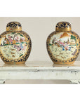 Pair of Blue and Gold Lidded Porcelain Urns with Equestrian Hunt Scene-4. Asian & Chinese Furniture, Art, Antiques, Vintage Home Décor for sale at FEA Home