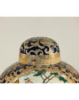 Pair of Blue and Gold Lidded Porcelain Urns with Equestrian Hunt Scene-9. Asian & Chinese Furniture, Art, Antiques, Vintage Home Décor for sale at FEA Home