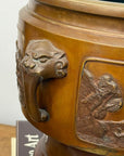 Pair of Bronze Japanese Hibachi Vessels with Side Lion Handles, SKU , image 10