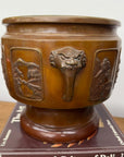 Pair of Bronze Japanese Hibachi Vessels with Side Lion Handles, SKU , image 7