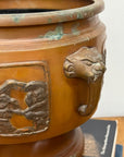 Pair of Bronze Japanese Hibachi Vessels with Side Lion Handles, SKU , image 9