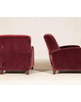 Pair of Burgundy Velvet Club Reclining Lounge Chairs by BarcaLounger - Vintage-6. Asian & Chinese Furniture, Art, Antiques, Vintage Home Décor for sale at FEA Home