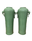 Pair of Celadon Ceramic Vases with Elegant Ring Handles, SKU , image 1