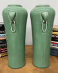 Pair of Celadon Ceramic Vases with Elegant Ring Handles, SKU , image 2