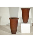 Pair of Ceramic Vases with Brown Glaze and Subtle Red Undertones
