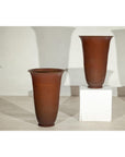 Pair of Ceramic Vases with Brown Glaze and Subtle Red Undertones