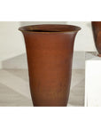 Pair of Ceramic Vases with Brown Glaze and Subtle Red Undertones
