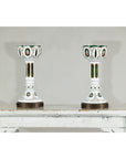 Pair of Czech Bohemian White Cased Glass Lamps with Green Cut-to-Clear Detailing-11. Asian & Chinese Furniture, Art, Antiques, Vintage Home Décor for sale at FEA Home