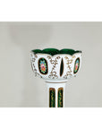 Pair of Czech Bohemian White Cased Glass Lamps with Green Cut-to-Clear Detailing-13. Asian & Chinese Furniture, Art, Antiques, Vintage Home Décor for sale at FEA Home