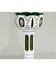 Pair of Czech Bohemian White Cased Glass Lamps with Green Cut-to-Clear Detailing-14. Asian & Chinese Furniture, Art, Antiques, Vintage Home Décor for sale at FEA Home