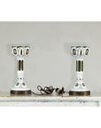 Pair of Czech Bohemian White Cased Glass Lamps with Green Cut-to-Clear Detailing-15. Asian & Chinese Furniture, Art, Antiques, Vintage Home Décor for sale at FEA Home