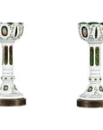 Pair of Czech Bohemian White Cased Glass Lamps with Green Cut-to-Clear Detailing-1. Asian & Chinese Furniture, Art, Antiques, Vintage Home Décor for sale at FEA Home