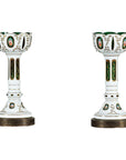Pair of Czech Bohemian White Cased Glass Lamps with Green Cut-to-Clear Detailing-20. Asian & Chinese Furniture, Art, Antiques, Vintage Home Décor for sale at FEA Home