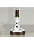 Pair of Czech Bohemian White Cased Glass Lamps with Green Cut-to-Clear Detailing-6. Asian & Chinese Furniture, Art, Antiques, Vintage Home Décor for sale at FEA Home