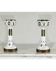 Pair of Czech Bohemian White Cased Glass Lamps with Green Cut-to-Clear Detailing-8. Asian & Chinese Furniture, Art, Antiques, Vintage Home Décor for sale at FEA Home