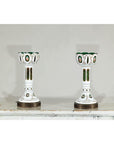Pair of Czech Bohemian White Cased Glass Lamps with Green Cut-to-Clear Detailing-9. Asian & Chinese Furniture, Art, Antiques, Vintage Home Décor for sale at FEA Home