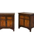 Pair of Early 20th Century Elm Cabinets with Drawers and Shelves