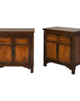 Pair of Early 20th Century Elm Cabinets with Drawers and Shelves