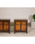 Pair of Early 20th Century Elm Cabinets with Drawers and Shelves