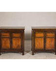 Pair of Early 20th Century Elm Cabinets with Drawers and Shelves