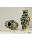 Pair of Green and Gold Porcelain Vases with Foliage Scrollwork-10. Asian & Chinese Furniture, Art, Antiques, Vintage Home Décor for sale at FEA Home
