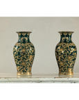 Pair of Green and Gold Porcelain Vases with Foliage Scrollwork-12. Asian & Chinese Furniture, Art, Antiques, Vintage Home Décor for sale at FEA Home