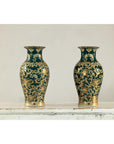Pair of Green and Gold Porcelain Vases with Foliage Scrollwork-2. Asian & Chinese Furniture, Art, Antiques, Vintage Home Décor for sale at FEA Home