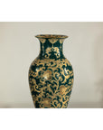 Pair of Green and Gold Porcelain Vases with Foliage Scrollwork-7. Asian & Chinese Furniture, Art, Antiques, Vintage Home Décor for sale at FEA Home