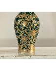 Pair of Green and Gold Porcelain Vases with Foliage Scrollwork-8. Asian & Chinese Furniture, Art, Antiques, Vintage Home Décor for sale at FEA Home