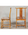Pair of Lamp Hanger Elm Wood Chairs with Upholstered Cushions-11. Asian & Chinese Furniture, Art, Antiques, Vintage Home Décor for sale at FEA Home