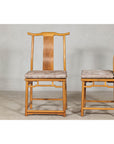 Pair of Lamp Hanger Elm Wood Chairs with Upholstered Cushions-12. Asian & Chinese Furniture, Art, Antiques, Vintage Home Décor for sale at FEA Home