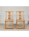 Pair of Lamp Hanger Elm Wood Chairs with Upholstered Cushions-15. Asian & Chinese Furniture, Art, Antiques, Vintage Home Décor for sale at FEA Home
