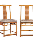 Pair of Lamp Hanger Elm Wood Chairs with Upholstered Cushions-1. Asian & Chinese Furniture, Art, Antiques, Vintage Home Décor for sale at FEA Home