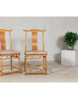 Pair of Lamp Hanger Elm Wood Chairs with Upholstered Cushions-2. Asian & Chinese Furniture, Art, Antiques, Vintage Home Décor for sale at FEA Home