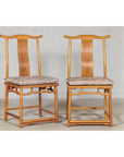 Pair of Lamp Hanger Elm Wood Chairs with Upholstered Cushions-3. Asian & Chinese Furniture, Art, Antiques, Vintage Home Décor for sale at FEA Home
