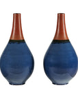 Pair of Large Ceramic Vases, Blue and Terracotta Glaze-1. Asian & Chinese Furniture, Art, Antiques, Vintage Home Décor for sale at FEA Home