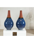 Pair of Large Ceramic Vases, Blue and Terracotta Glaze-3. Asian & Chinese Furniture, Art, Antiques, Vintage Home Décor for sale at FEA Home