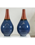 Pair of Large Ceramic Vases, Blue and Terracotta Glaze-6. Asian & Chinese Furniture, Art, Antiques, Vintage Home Décor for sale at FEA Home