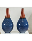 Pair of Large Ceramic Vases, Blue and Terracotta Glaze-7. Asian & Chinese Furniture, Art, Antiques, Vintage Home Décor for sale at FEA Home