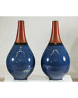 Pair of Large Ceramic Vases, Blue and Terracotta Glaze-9. Asian & Chinese Furniture, Art, Antiques, Vintage Home Décor for sale at FEA Home