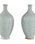 Pair of Light Grey Celadon-Glazed Porcelain Vases with Fine Crackle Pattern-1. Asian & Chinese Furniture, Art, Antiques, Vintage Home Décor for sale at FEA Home