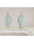 Pair of Light Grey Celadon-Glazed Porcelain Vases with Fine Crackle Pattern-2. Asian & Chinese Furniture, Art, Antiques, Vintage Home Décor for sale at FEA Home