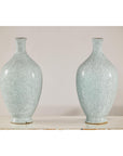 Pair of Light Grey Celadon-Glazed Porcelain Vases with Fine Crackle Pattern-3. Asian & Chinese Furniture, Art, Antiques, Vintage Home Décor for sale at FEA Home