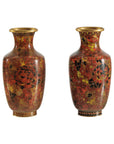 Pair of Mid-20th Century Cloisonné Vases with Floral Motifs-16. Asian & Chinese Furniture, Art, Antiques, Vintage Home Décor for sale at FEA Home