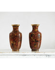 Pair of Mid-20th Century Cloisonné Vases with Floral Motifs-17. Asian & Chinese Furniture, Art, Antiques, Vintage Home Décor for sale at FEA Home