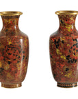 Pair of Mid-20th Century Cloisonné Vases with Floral Motifs-1. Asian & Chinese Furniture, Art, Antiques, Vintage Home Décor for sale at FEA Home